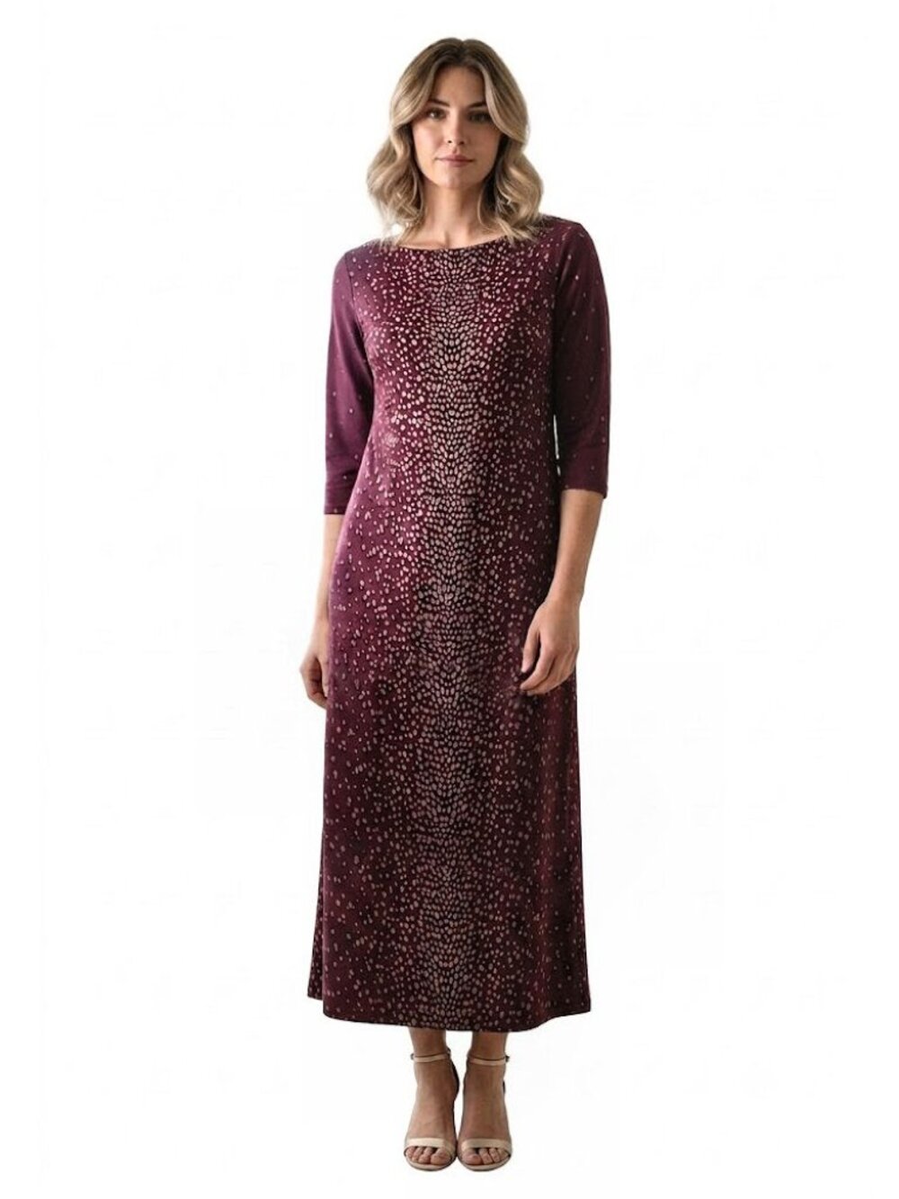 Leota polka dot purple shift dress, women's 3/4 sleeved, NWOT